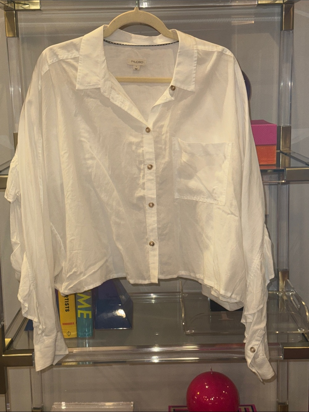 Pilcro White Relaxed Button-Down Shirt